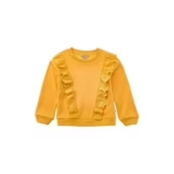 🌼 EUC Lucky Brand Mustard Yellow Ruffle Front Sweatshirt – Girls Sz L - Picture 1 of 6